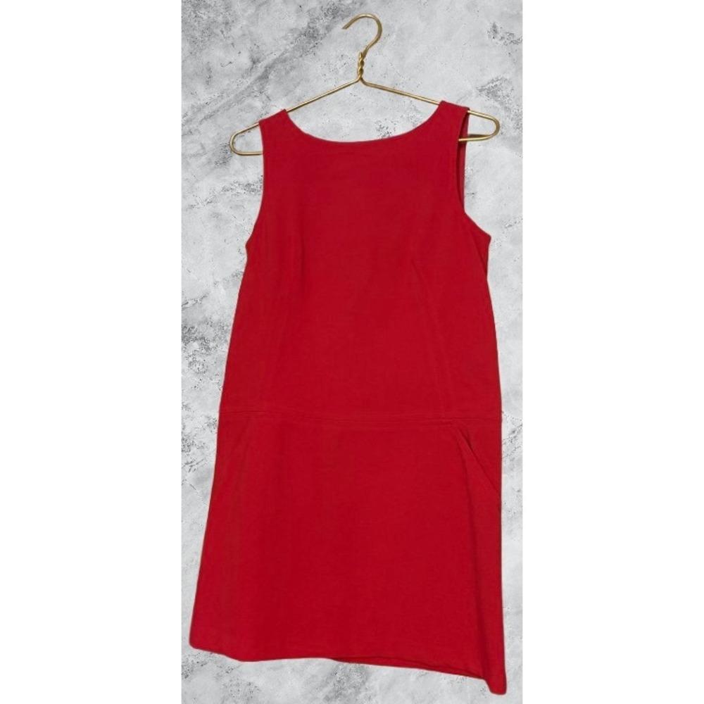 Ann Taylor LOFT Womens Red Sleeveless Drop Waist Shift Dress Size 6 Pocket Zip